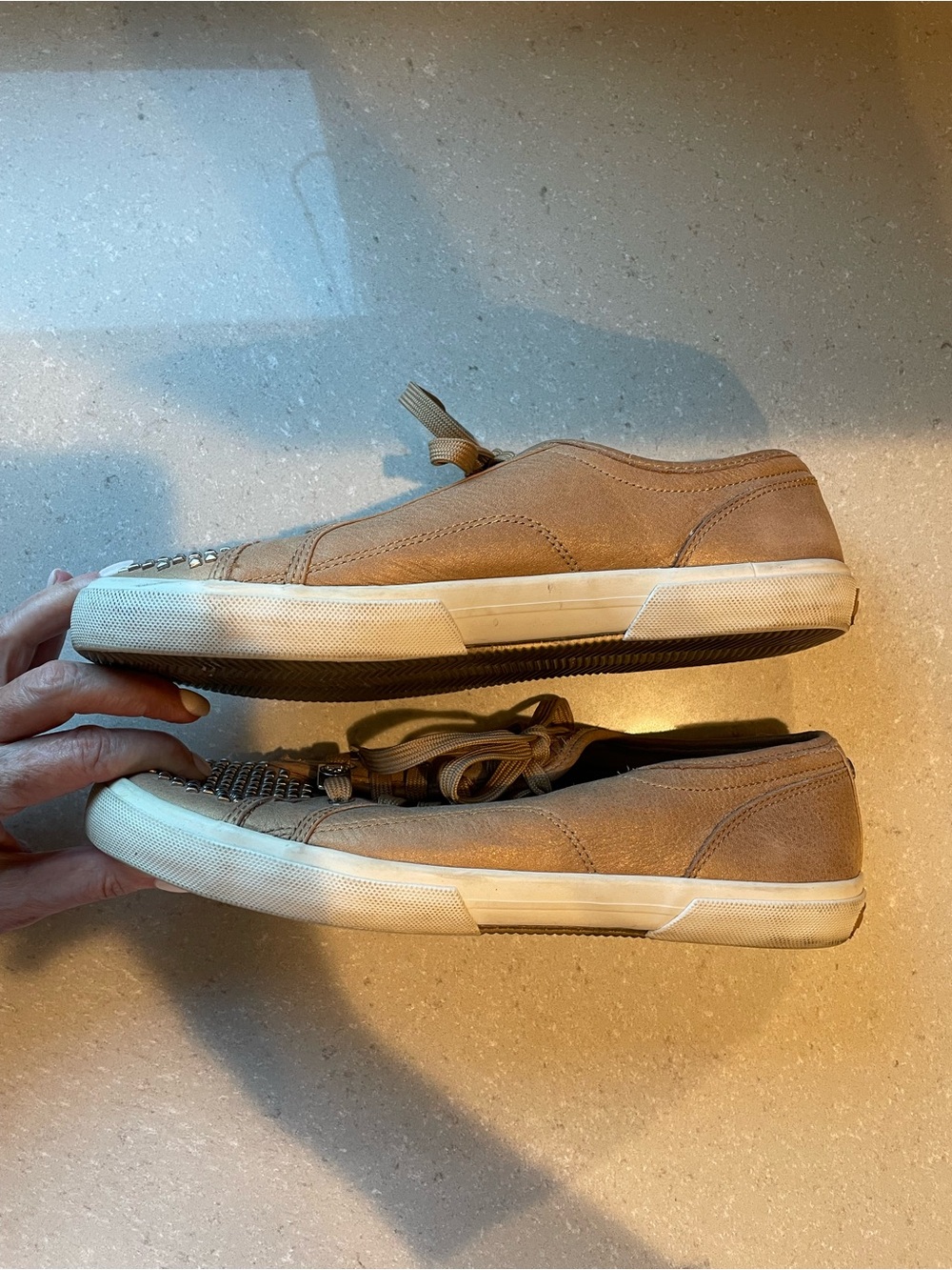Michael Kors Boerum Studded Sneaker | Tan/Silver - Picture 7 of 10